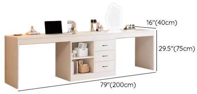 Alt view image 2 of 5 - Baycheer 79 Inch 2-Person Desk Home Office Desk Large Double Workstation Desk Computer Desk Writing Table Gaming Desk with 3 Drawers Storage Sturdy Writing Table for Office