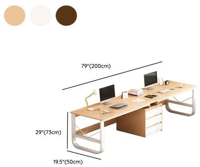 Alt view image 2 of 7 - Baycheer 2-Person Home Office Desk 79" Extra Long Gaming Desk Computer Desk, Double Workstation for Home Office, Work Desk for Two People (Natural)