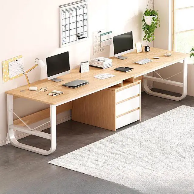 Main image of Baycheer 2-Person Home Office Desk 79" Extra Long Gaming Desk Computer Desk, Double Workstation for Home Office, Work Desk for Two People (Natural)