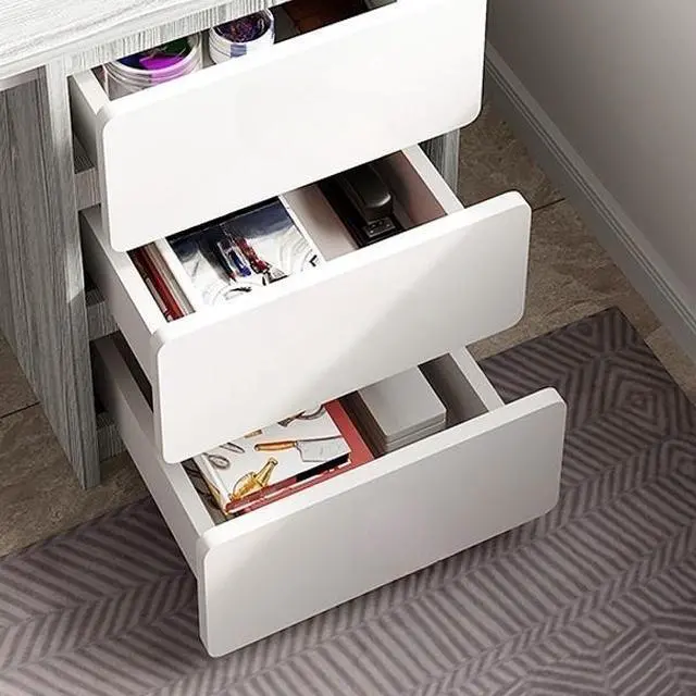 Alt view image 3 of 4 - Baycheer Wood Desk with 3 Drawers Office Desk Gaming Desk Modern Simple Study Writing Table for Home PC Desk with Storage Shelf 55"