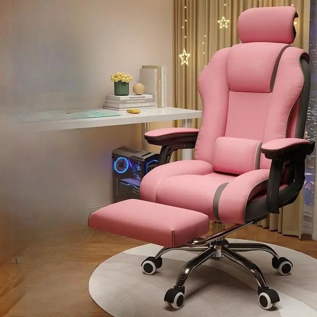 Main image of Baycheer High Back Gaming Chair  PC Computer Chair Office Chair for Adult Teen Kids, Ergonomic Leather Game Chair w/Lumbar Support Headrest Adjustable Swivel  with Footrest Desk Chair, Pink