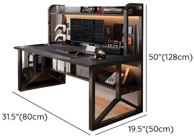 Alt view image 2 of 4 - Baycheer Modern Simple Computer Gaming Desk Home Office Desk Study Writing Table Workstation with Open Shelves for Home Office, High Glossy Finish(Black)