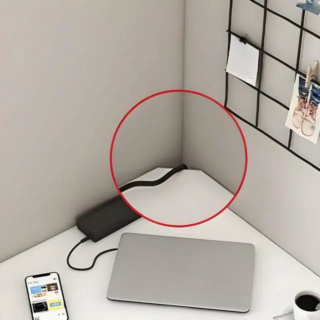 Alt view image 3 of 4 - Baycheer Corner Computer Desk, Space-Saving Triangular Writing Desk with 2 Storage Shelves & Cable Holes Multi-Functional Console Table for Small Space in Home Office, Living Room, Bedroom (Natural)