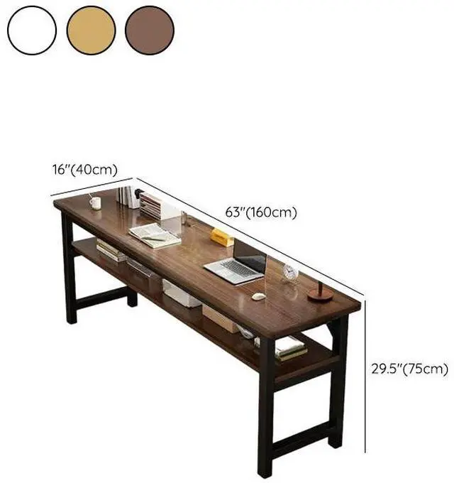 Alt view image 2 of 6 - Baycheer Large Computer Desk - 63 Inch Home Office Desk Study Student Writing Table Gaming Desk Wood Modern Simple Table with Storage Shelves,Brown
