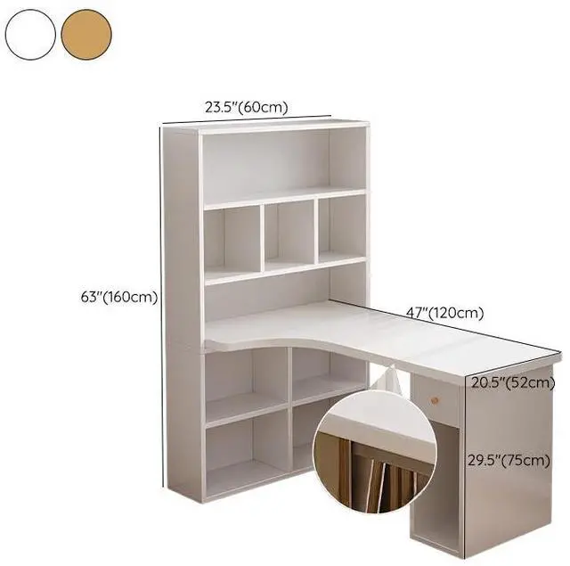 Alt view image 2 of 4 - Baycheer 47'' L Shape Computer Office Desk L Shaped Corner Desk with Storage Shelves ,CPU Storage and Drawer for Home Office, Gaming Desk, L Desk,White