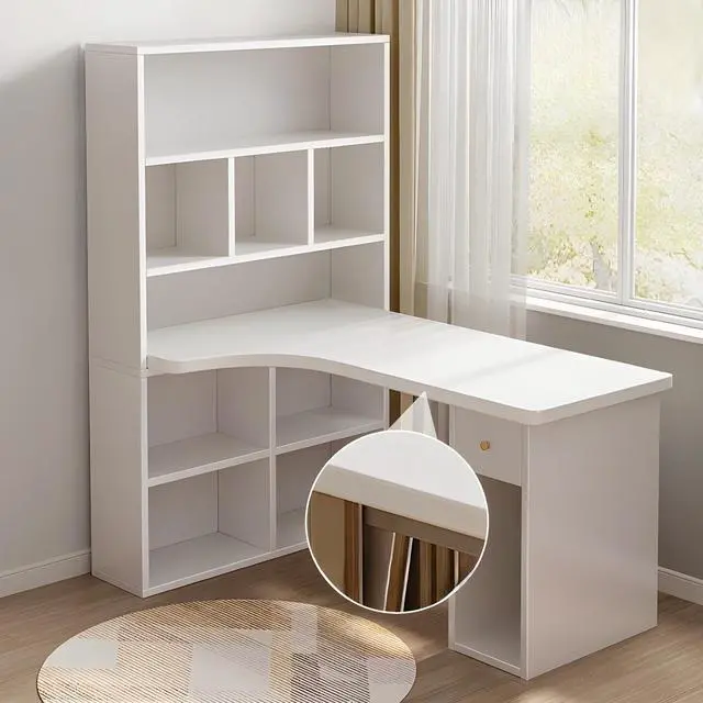 Alt view image 3 of 4 - Baycheer 47'' L Shape Computer Office Desk L Shaped Corner Desk with Storage Shelves ,CPU Storage and Drawer for Home Office, Gaming Desk, L Desk,White