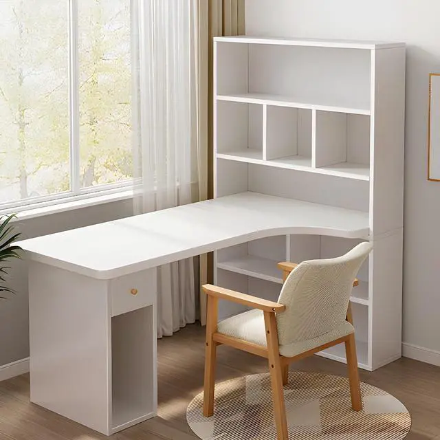 Alt view image 4 of 4 - Baycheer 47'' L Shape Computer Office Desk L Shaped Corner Desk with Storage Shelves ,CPU Storage and Drawer for Home Office, Gaming Desk, L Desk,White