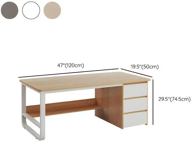 Alt view image 2 of 7 - Baycheer Wood Desk with 3 Drawers and Storage Shelf, Home Office Writing Desk, Modern Executive Desk, Laptop PC Gaming Desk, Computer Workstation for Bedroom, Study Room, Office 47"