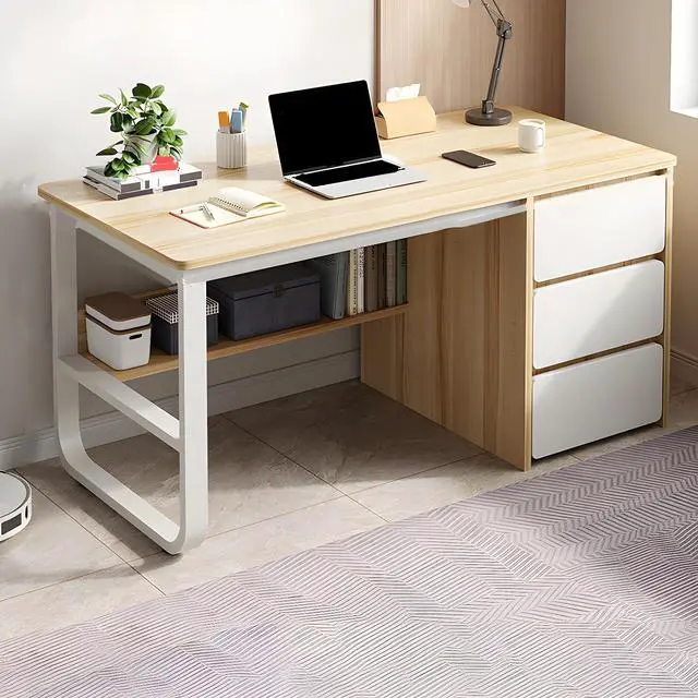 Main image of Baycheer 39 Inch Modern Desk with Drawers for Bedroom Home Office Desks with 3 Storage Drawer Study Writing Gaming Table Computer Desk Wood