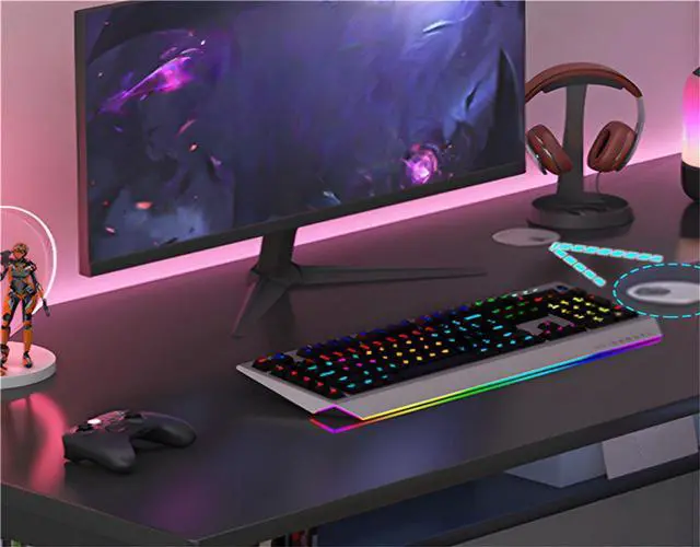 Alt view image 4 of 7 - Baycheer Modern Simple Style Gaming Desk K-Shaped Computer Desk PC Computer Table Home Office Desk Ergonomic Gamer Workstation with Storage Shelves,Black
