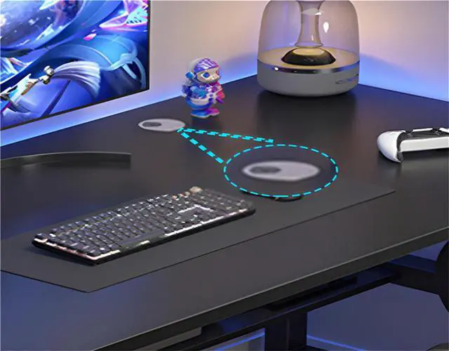 Alt view image 3 of 7 - Baycheer Modern Simple Style Gaming Desk K-Shaped Computer Desk PC Computer Table Home Office Desk Ergonomic Gamer Workstation with Storage Shelves,Black