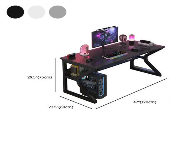 Alt view image 2 of 7 - Baycheer Modern Simple Style Gaming Desk K-Shaped Computer Desk PC Computer Table Home Office Desk Ergonomic Gamer Workstation with Storage Shelves,Black
