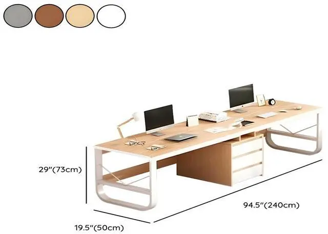 Alt view image 2 of 7 - Baycheer 94 Inch Two Person Desk with 3 Drawers, Long Double Computer Desk Gaming Table Industrial Study Writing Table Workstation for Home Office, Natural