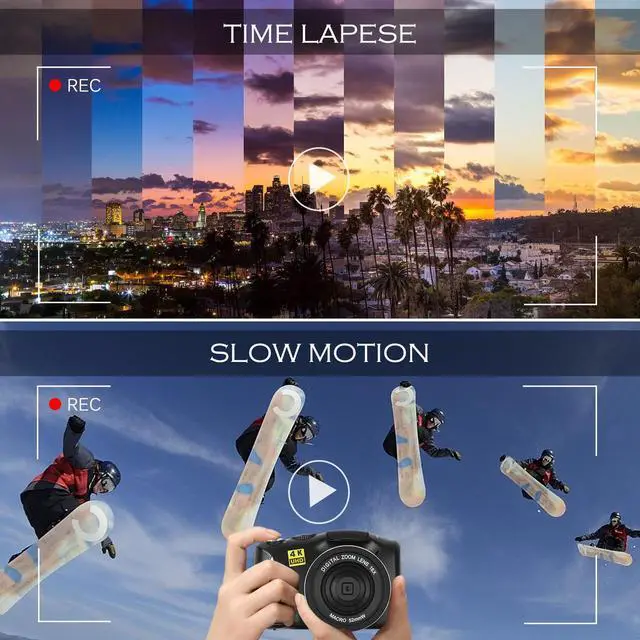 Alt view image 5 of 7 - Digital Camera with Macro & Wide Angle Lens 48MP 4K Full HD Vlogging Camera for YouTube 3.0 Inch Screen Compact Camera for Beginners Teens Photography with Two Rechargeable Batteries