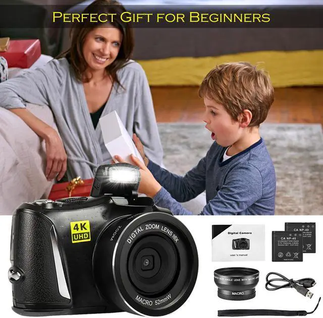 Alt view image 6 of 7 - Digital Camera with Macro & Wide Angle Lens 48MP 4K Full HD Vlogging Camera for YouTube 3.0 Inch Screen Compact Camera for Beginners Teens Photography with Two Rechargeable Batteries