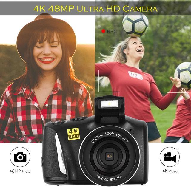 Alt view image 2 of 7 - Digital Camera 48MP 4K Full HD Camcorder Vlogging Camera for YouTube 3.0 Inch Screen Compact Camera for Beginners Teens Photography with Rechargeable Battery