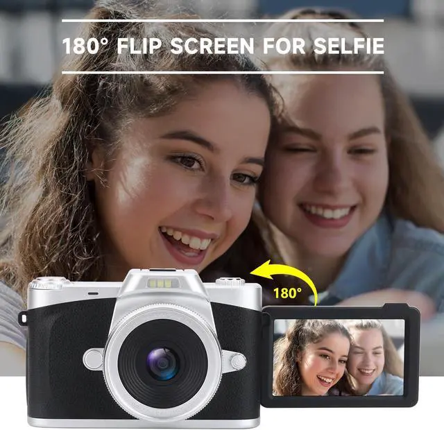 Alt view image 2 of 6 - novzzovaz Digital Camera with 3'' Flip Screen 16X Digital Zoom Compact Point and Shoot Camera for Kids, Beginners, 4K Vlogging Camera with 2 Batteries