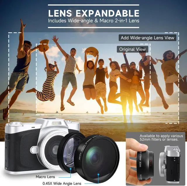 Alt view image 4 of 6 - novzzovaz Digital Camera with 3'' Flip Screen 16X Digital Zoom Compact Point and Shoot Camera for Kids, Beginners, 4K Vlogging Camera with 2 Batteries