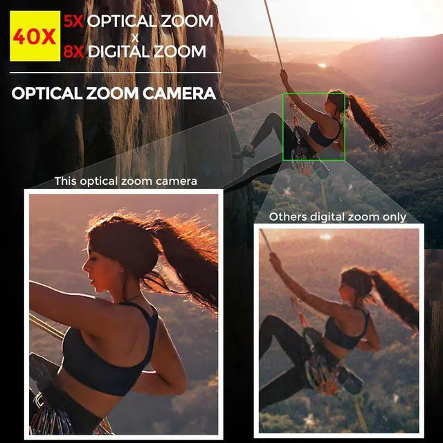 Alt view image 3 of 6 - novzzovz 5K Digital Camera, 5X Optical Zoom Cameras for Photography & Video, 64MP Autofocus Vlogging Cameras for Youtube, Flip Screen Camera for Beginners with Carring Bag Case, Lens Hood, Batteries