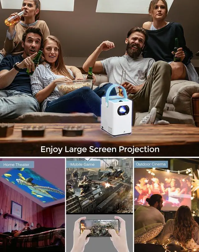 Alt view image 6 of 7 - Portable Projector 1080P PHD Home Projector Video 720P Small Projector for TV Stick/Laptops/PC/HDMI/USB
