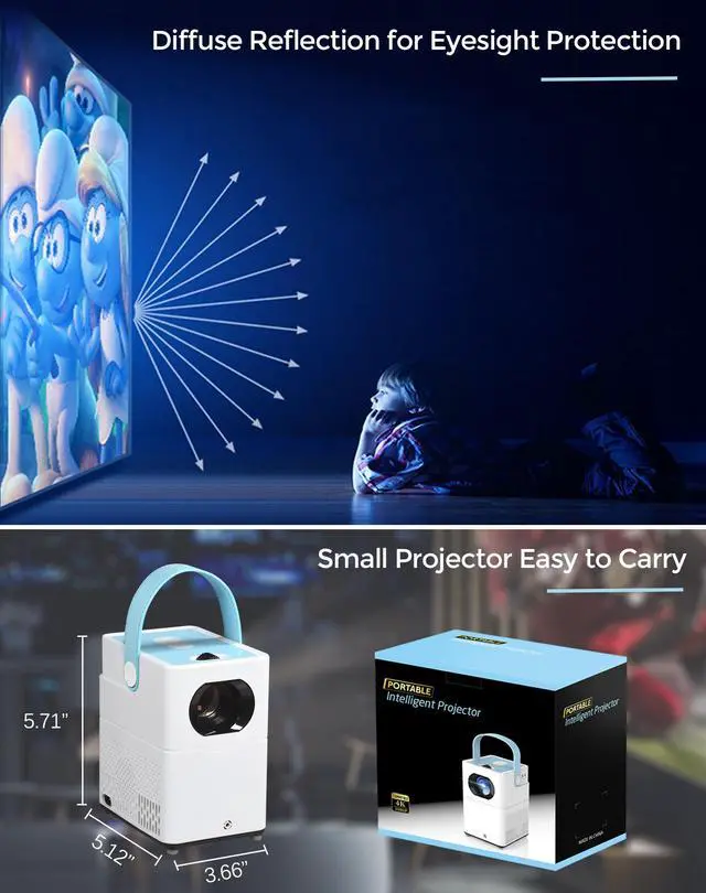 Alt view image 7 of 7 - Portable Projector 1080P PHD Home Projector Video 720P Small Projector for TV Stick/Laptops/PC/HDMI/USB