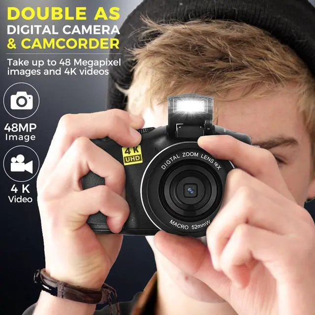 Alt view image 2 of 7 - Digital Camera 4K for Photography 48MP Vlogging Camera for YouTube Vloggers Gifts for Beginners Teens with Rechargeable Battery
