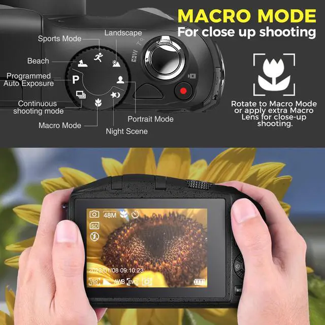 Alt view image 4 of 7 - Digital Camera 4K for Photography 48MP Vlogging Camera for YouTube Vloggers Gifts for Beginners Teens with Rechargeable Battery