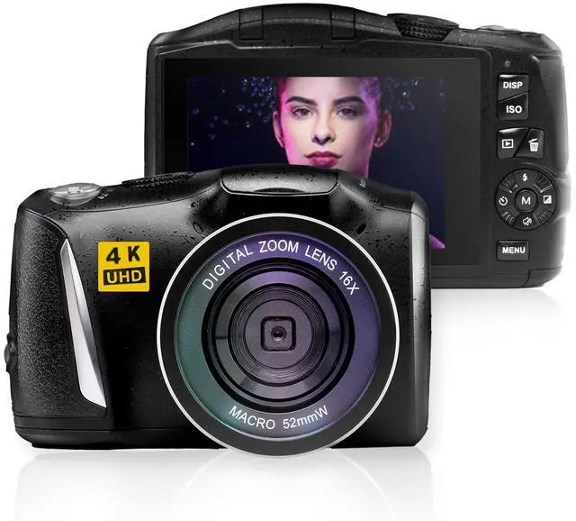 Main image of Digital Camera 4K 48MP Vlogging Camera for YouTube, 3.0 Inch Screen, Compact Camera for Beginners Photography with Rechargeable Battery, Webcam Function, Slow Motion, Time-lapse