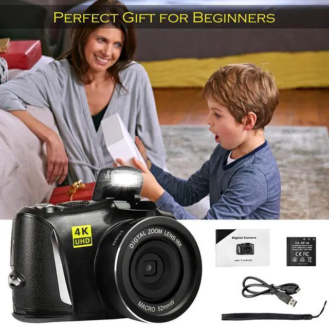 Alt view image 6 of 7 - Digital Camera 4K 48MP Vlogging Camera for YouTube, 3.0 Inch Screen, Compact Camera for Beginners Photography with Rechargeable Battery, Webcam Function, Slow Motion, Time-lapse