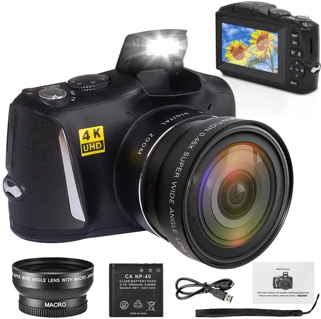 Main image of Digital Camera with Macro & Wide Angle Lens 48MP 4K Full HD Vlogging Camera for YouTube 3.0 Inch Screen Compact Camera for Beginners Teens Photography with Two Rechargeable Batteries