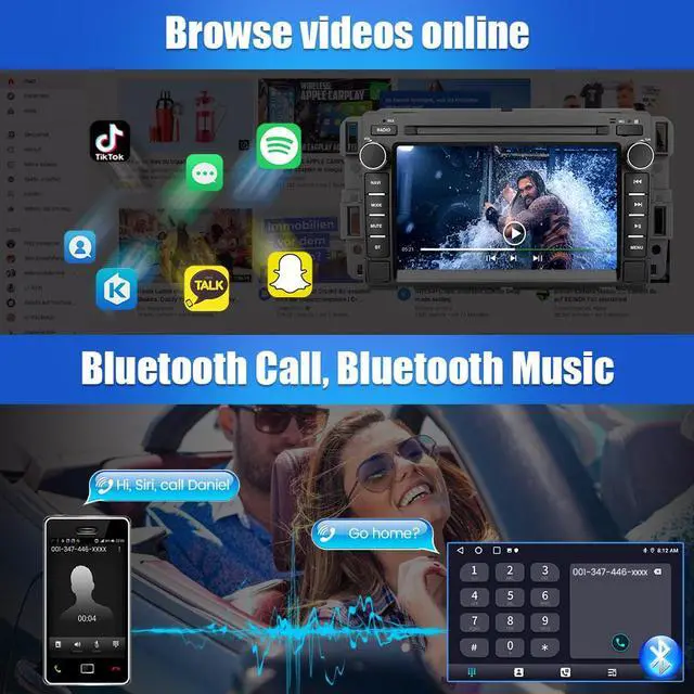 Alt view image 5 of 7 - Car Radio Stereo Android 12 for Chevrolet Chevy Silverado Tahoe GMC Sierra Yukon 8 inch Touch Screen 2G+32G Head Unit with Carplay/Android Auto SWC GPS WiFi Bluetooth FM RDS AM DSP
