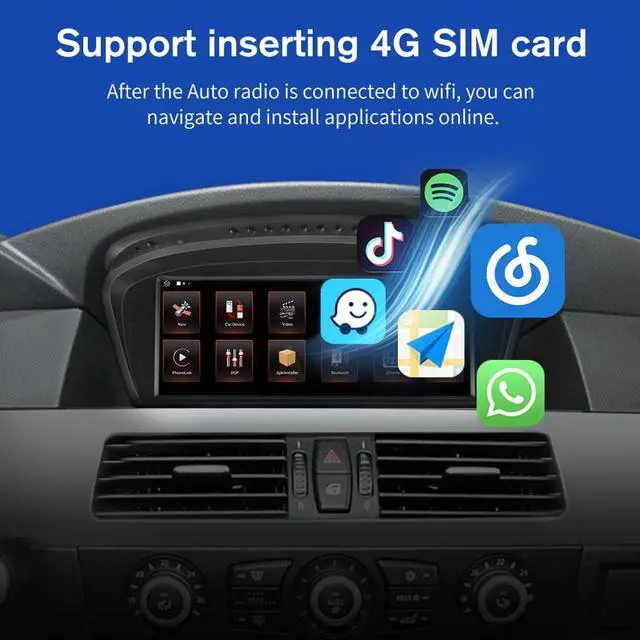 Alt view image 5 of 7 - Android 11 Car Radio for BMW 3/5 Series E60 E61 E63 E64 E90 E91 E92 CCC (2004-2008), 4+64GB Stereo Multimedia Player GPS Navigator iDrive System Retained Supports 4G WiFi CarPlay Android Auto