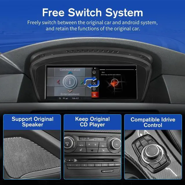 Alt view image 4 of 7 - Android 11 Car Radio for BMW 3/5 Series E60 E61 E63 E64 E90 E91 E92 CCC (2004-2008), 4+64GB Stereo Multimedia Player GPS Navigator iDrive System Retained Supports 4G WiFi CarPlay Android Auto