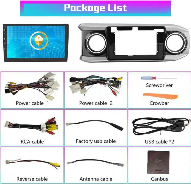 Alt view image 7 of 7 - CarPlay Radio Stereo for Toyota Tacoma 2016 2017 2018 2019 2020 2021 Android 12 Touch Screen Head Unit Wired Andriod Auto Bluetooth GPS Navigation