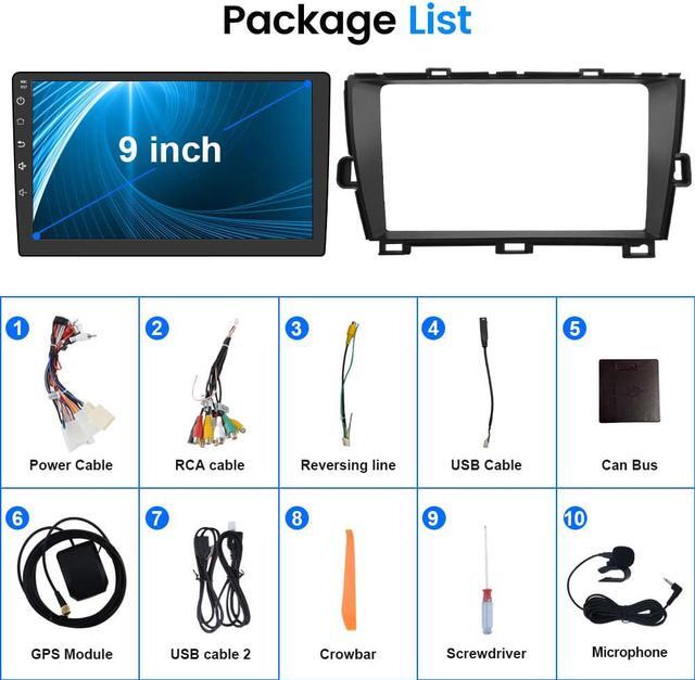 Alt view image 7 of 7 - Car Radio Stereo for Toyota Prius 2010 2011 2012 2013 2014 2015 9 Inch Touch Screen Head Unit Built in Carplay Andriod Auto Bluetooth Navigation Video Player