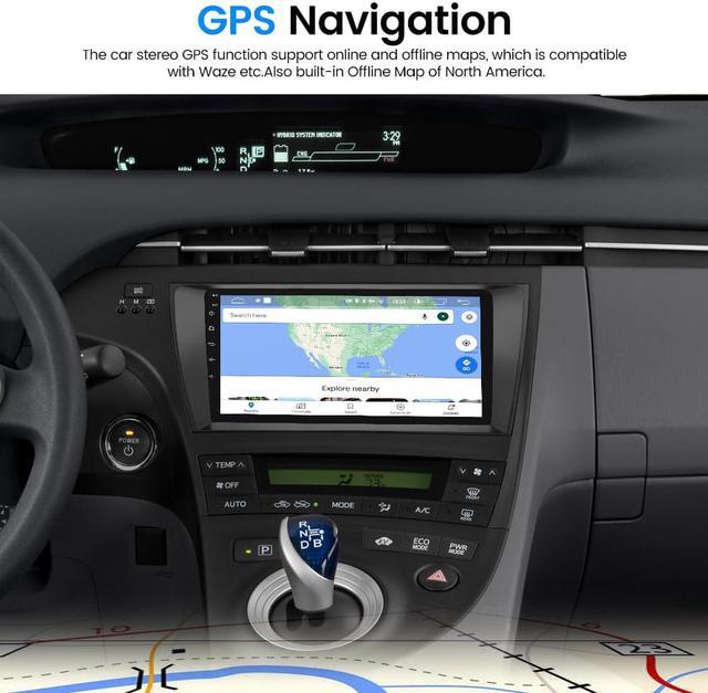 Alt view image 4 of 7 - Car Radio Stereo for Toyota Prius 2010 2011 2012 2013 2014 2015 9 Inch Touch Screen Head Unit Built in Carplay Andriod Auto Bluetooth Navigation Video Player