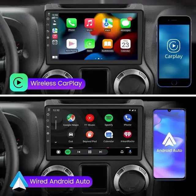 Alt view image 2 of 6 - Car Radio Stereo Andriod 12 for Jeep Wrangler JK Compass Grand Cherokee Dodge Ram 1500 with Built in Apple Carplay Andriod Auto