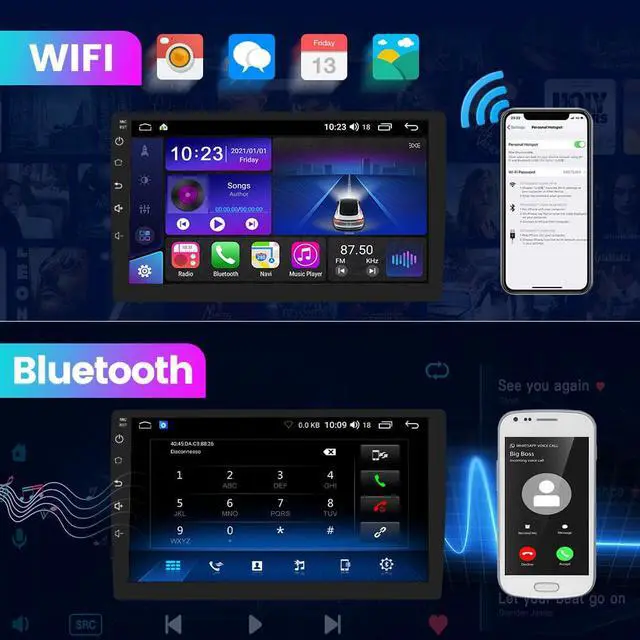 Alt view image 4 of 7 - 10.1 Inch Car Stereo Radio Compatible for Jeep Patriot Compass 2010-2016 with Wireless CarPlay Wired Android Auto, Android 12 Player Radio with Bluetooth, WiFi, SWC, Support GPS