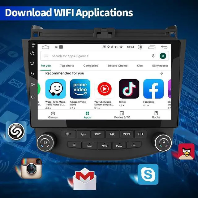 Alt view image 6 of 7 - Car Radio Stereo 10 inch Touch Screen Head Unit for Honda Accord 7th 2003 2004 2005 2006 2007 with Apple CarPlay Andriod Auto