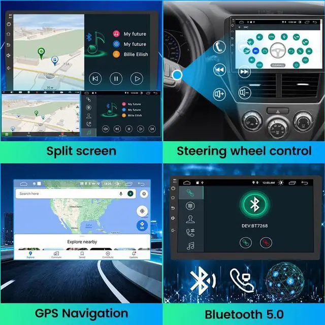 Alt view image 4 of 7 - Car Stereo for Subaru Forester Impreza WRX 2008 2009 2010 2011 2012, 2 + 32G Android Bluetooth Radio Touchscreen Support CarPlay Android Auto Bluetooth Navigation