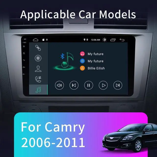 Alt view image 2 of 7 - Car Radio Stereo Andriod 12.0 Compatible for Toyota Camry 2007 2008 2009 2010 2011, 9 inch Touch Screen 2GB+32GB Head Unit with Wireless CarPlay and Wired Android auto Bluetooth WiFi SWC GPS