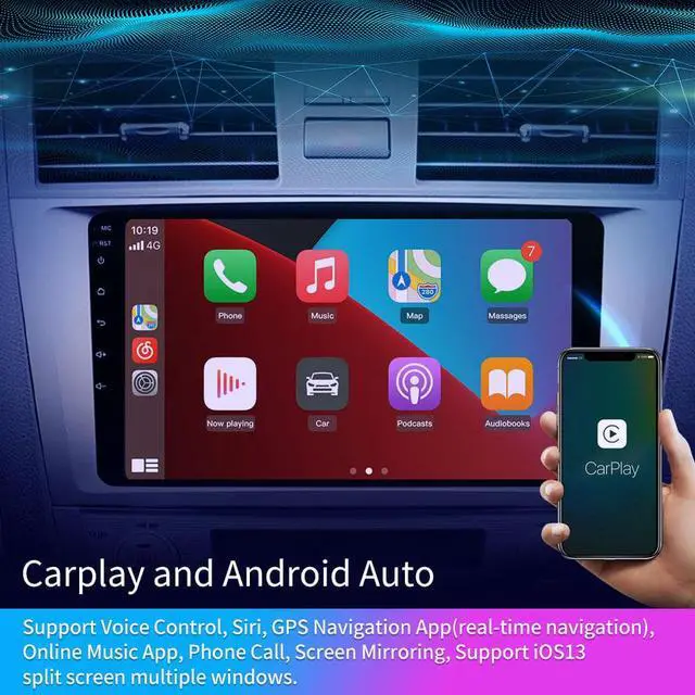 Alt view image 3 of 7 - Car Radio Stereo Andriod 12.0 Compatible for Toyota Camry 2007 2008 2009 2010 2011, 9 inch Touch Screen 2GB+32GB Head Unit with Wireless CarPlay and Wired Android auto Bluetooth WiFi SWC GPS