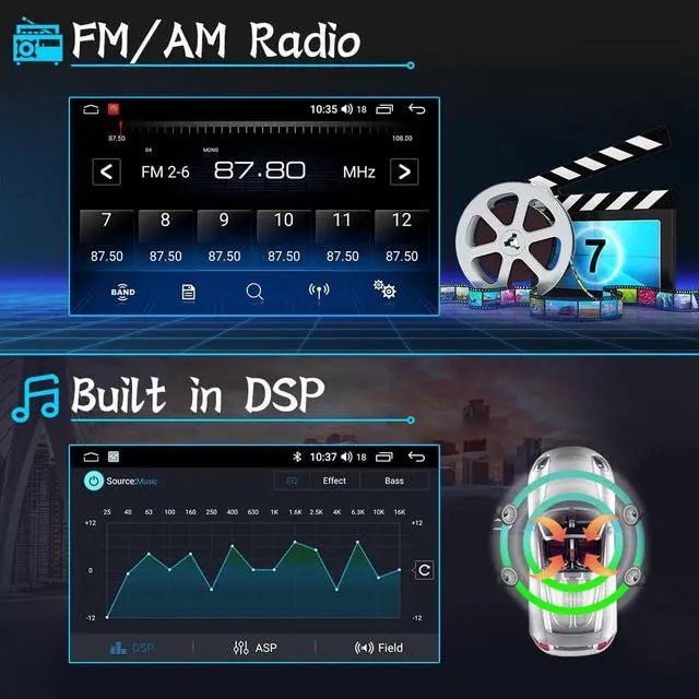 Alt view image 6 of 7 - Android 12  [2GB+32GB] Car Radio Compatible for Toyota Highlander 2014-2019, 10 Inch Touch Screen with GPS/FM/WiFi/USB, Support SWC/Wired Carplay Android Auto