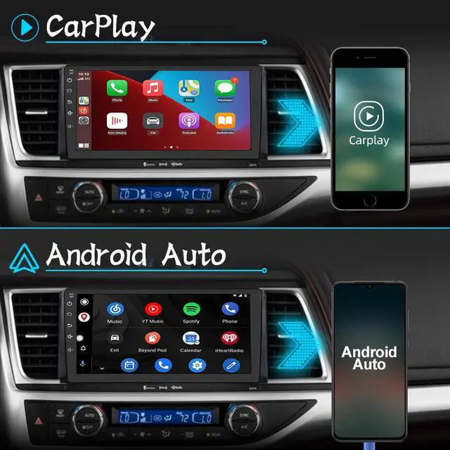 Alt view image 3 of 7 - Android 12  [2GB+32GB] Car Radio Compatible for Toyota Highlander 2014-2019, 10 Inch Touch Screen with GPS/FM/WiFi/USB, Support SWC/Wired Carplay Android Auto