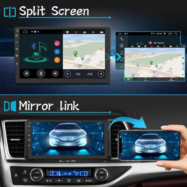 Alt view image 4 of 7 - Android 12  [2GB+32GB] Car Radio Compatible for Toyota Highlander 2014-2019, 10 Inch Touch Screen with GPS/FM/WiFi/USB, Support SWC/Wired Carplay Android Auto