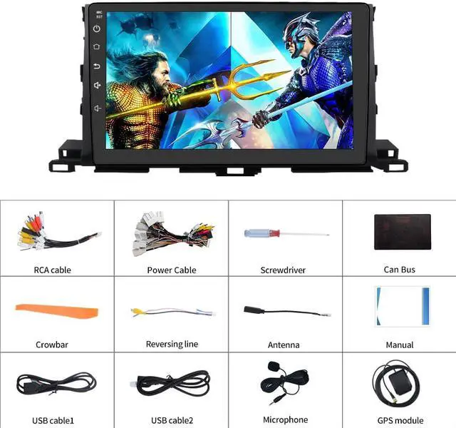 Alt view image 7 of 7 - Android 12  [2GB+32GB] Car Radio Compatible for Toyota Highlander 2014-2019, 10 Inch Touch Screen with GPS/FM/WiFi/USB, Support SWC/Wired Carplay Android Auto