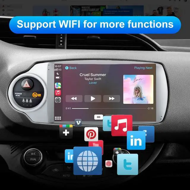 Alt view image 4 of 7 - Car Radio Stereo Android 12 for Toyota Yaris 2011 2012 2013 2014 9 inch Touch Screen with Apple CarPlay Andriod Auto and WiFi GPS Navigation DSP Bluetooth