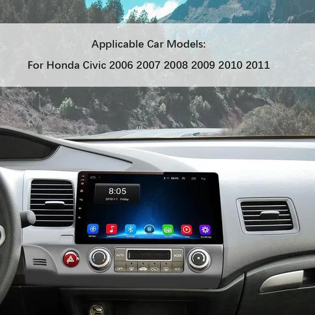 Alt view image 2 of 7 - Car Radio Stereo for Honda Civic 2006-2011 Andriod 12 with Bluetooth GPS Navigation Wireless Apple CarPlay Andriod Auto
