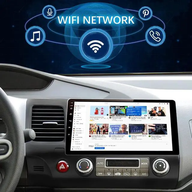 Alt view image 4 of 7 - Car Radio Stereo for Honda Civic 2006-2011 Andriod 12 with Bluetooth GPS Navigation Wireless Apple CarPlay Andriod Auto