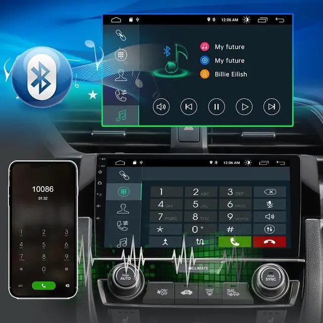 Alt view image 3 of 7 - Car Radio Stereo for Honda Civic 2016-2020, Android Radio Touch Screen Media Built in Wireless Apple Carplay Andriod Auto 2G +32G Support GPS Navigation Steering Wheel Control Split Screen